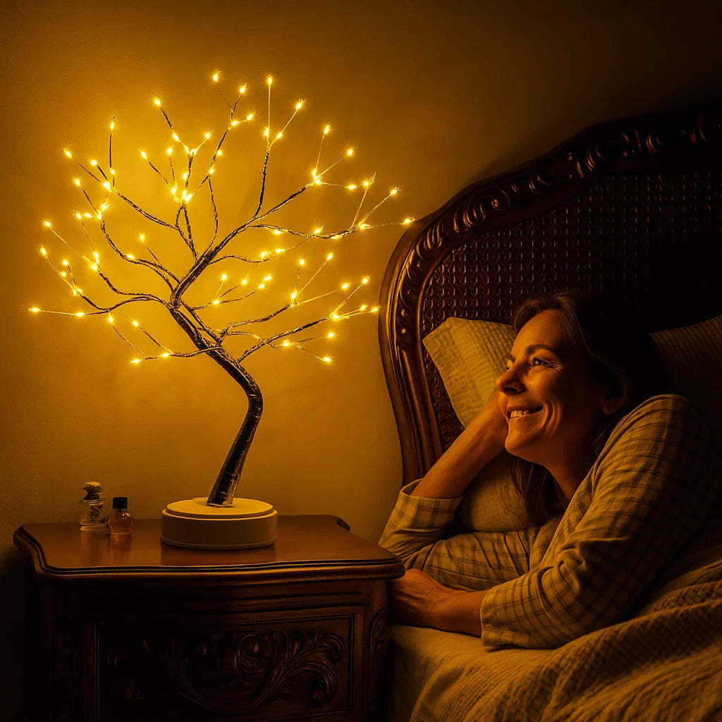 Lampe ARBORÉA allumée dans une chambre