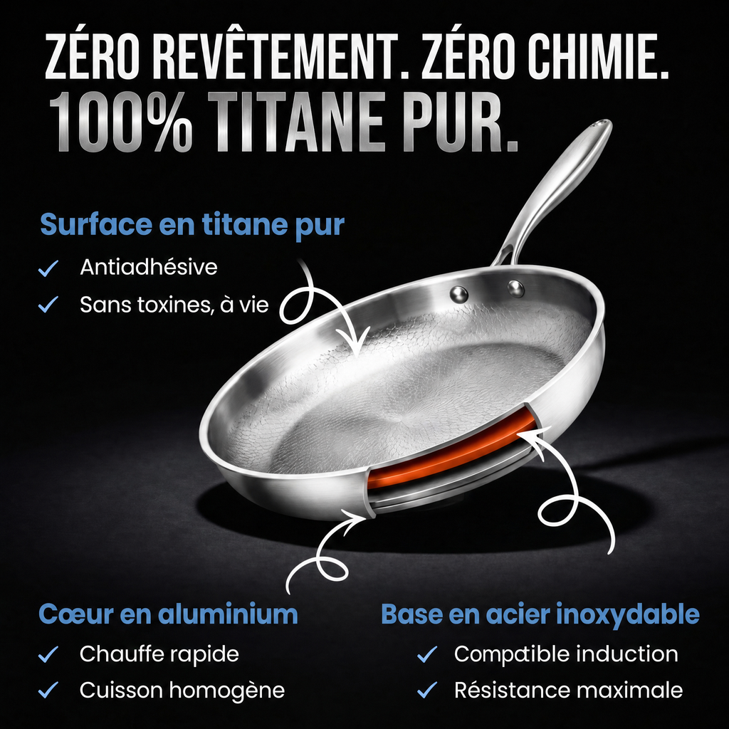 Zéro revêtement, 100 % titane pur